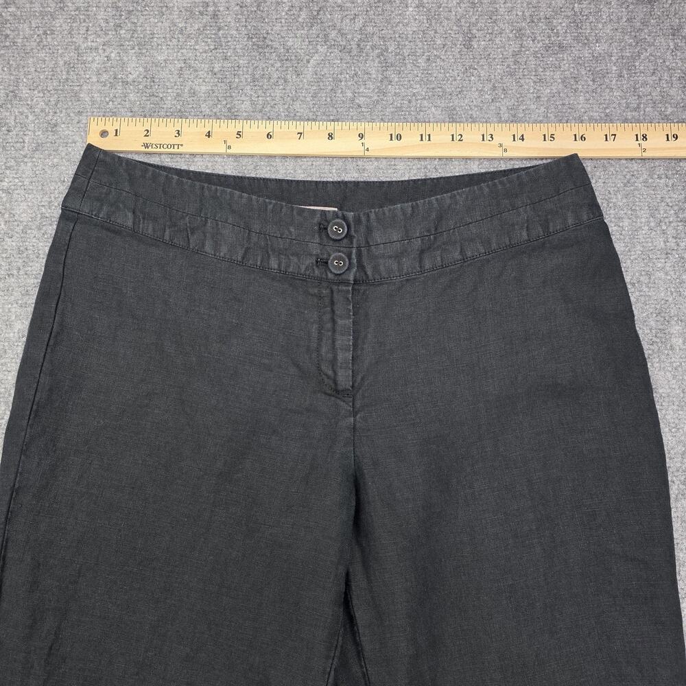 J Jill Pants Womens Petite 10 Black Linen Wide Leg Dress Trousers Casual Summer - Picture 4 of 16